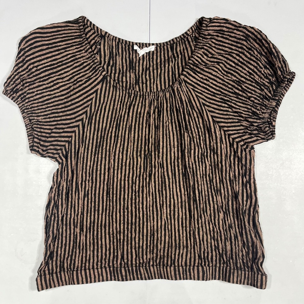 Jane + Delaney Boho Renfair Striped Crinkle Peasant Top Medium Retro Pirate Chic